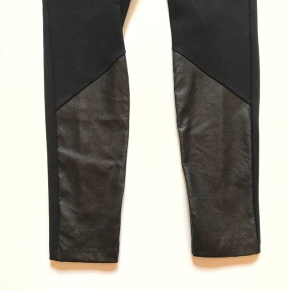 Charlotte Brody Leather Panel Leggings Pants Womens 10 Black Stretch Skinny - Picture 5 of 9